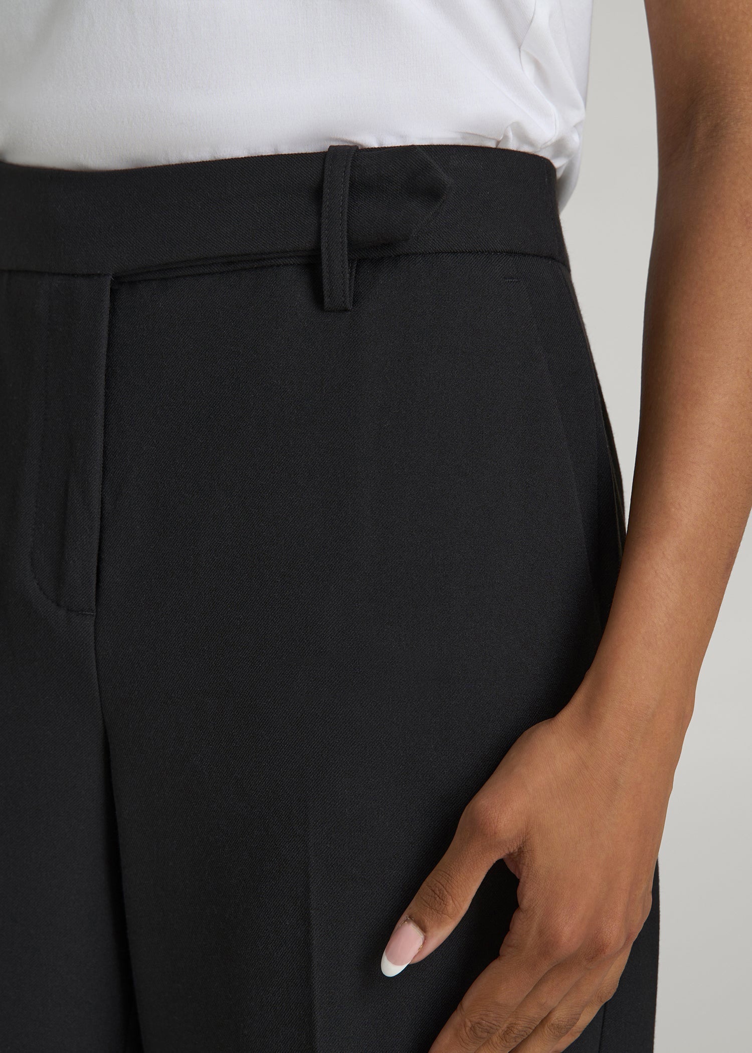 American Tall Women Wide-Leg Cuffed Pants for Tall Women in Black