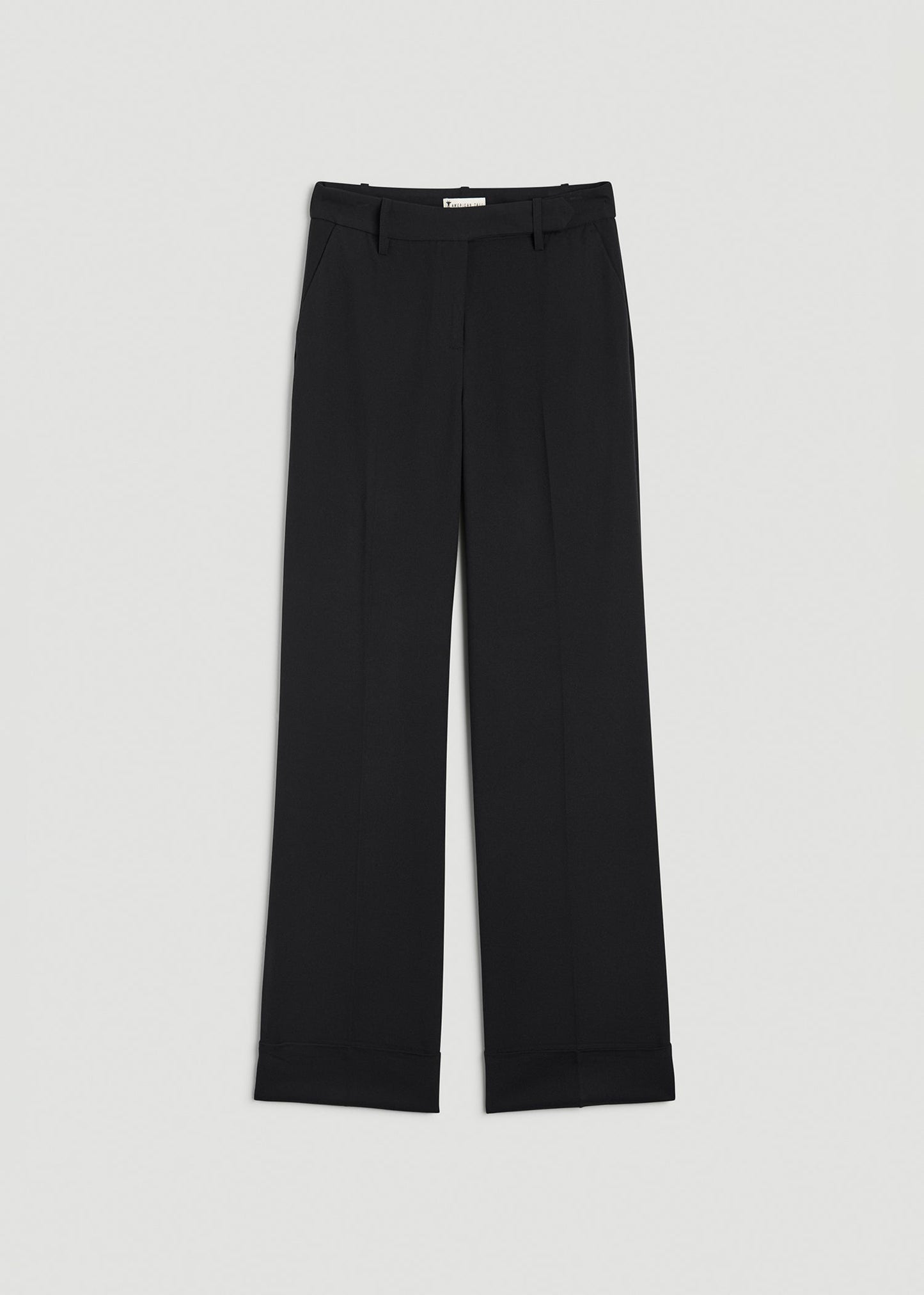 American Tall Women Wide-Leg Cuffed Pants for Tall Women in Black