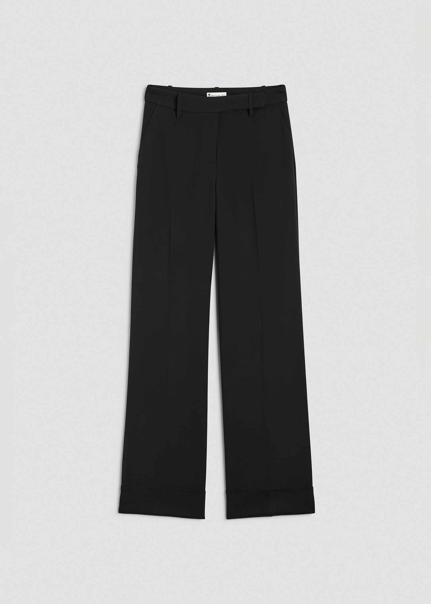 American Tall Women Wide-Leg Cuffed Pants for Tall Women in Black