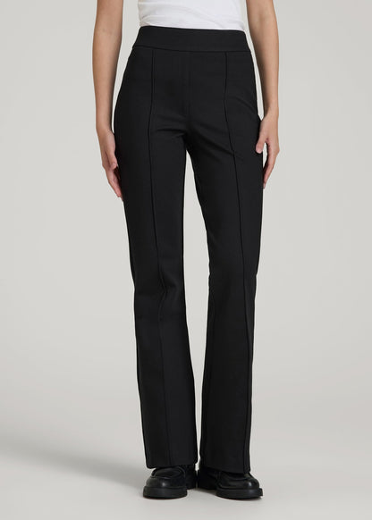 American Tall Women Soft Flex Ponte Pull On Flare Pants for Tall Women in Black