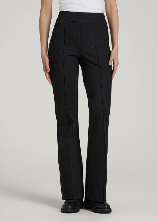 American Tall Women Soft Flex Ponte Pull On Flare Pants for Tall Women in Black