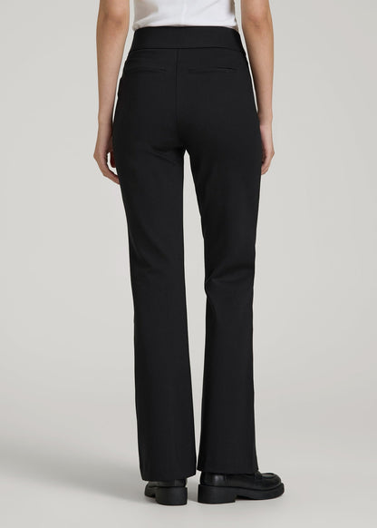 American Tall Women Soft Flex Ponte Pull On Flare Pants for Tall Women in Black