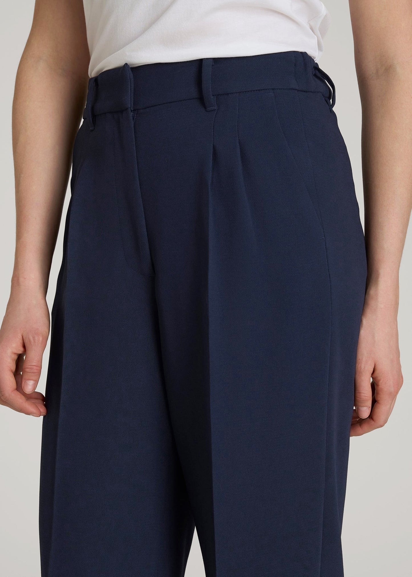 American Tall Women Wide Leg Pleated Dress Pants 2.0 for Tall Women in Navy