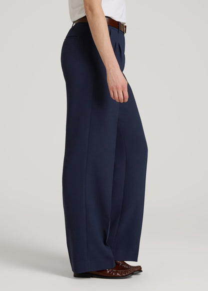 American Tall Women Wide Leg Pleated Dress Pants 2.0 for Tall Women in Navy