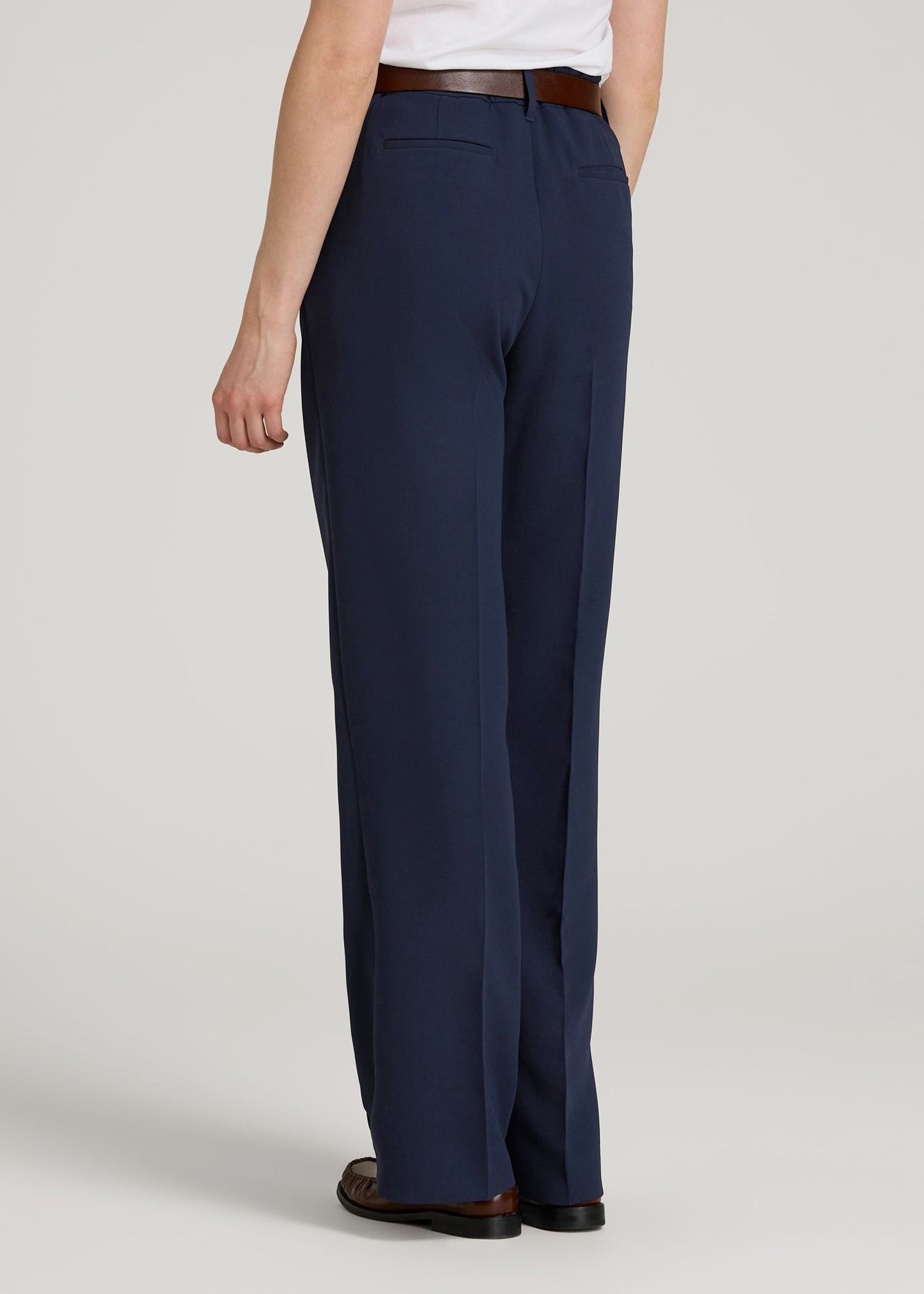 American Tall Women Wide Leg Pleated Dress Pants 2.0 for Tall Women in Navy