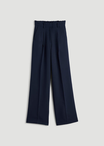 American Tall Women Wide Leg Pleated Dress Pants 2.0 for Tall Women in Navy
