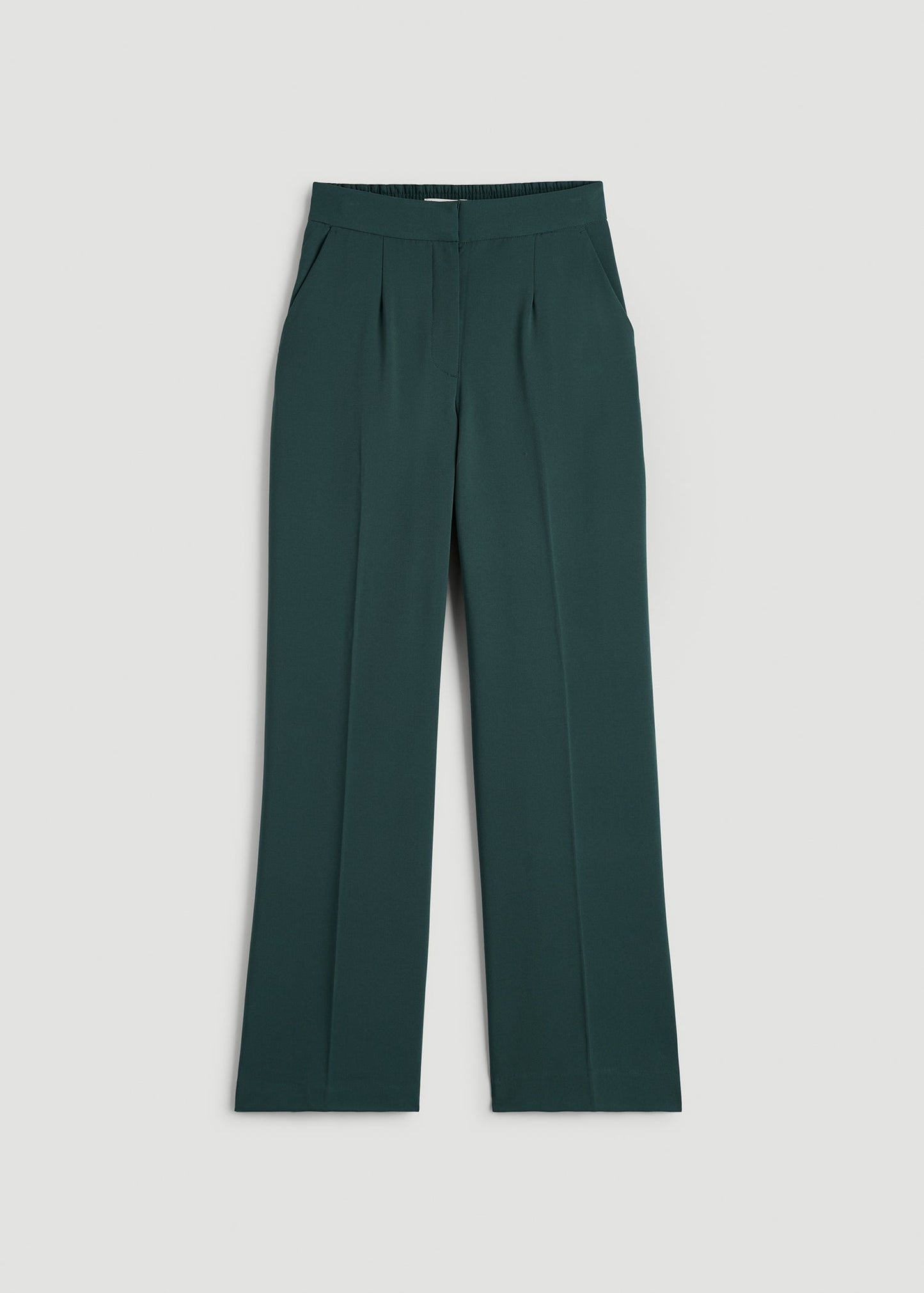 American Tall Women Flat Front Wide Leg Dress Pants for Tall Women in Smoky Pine