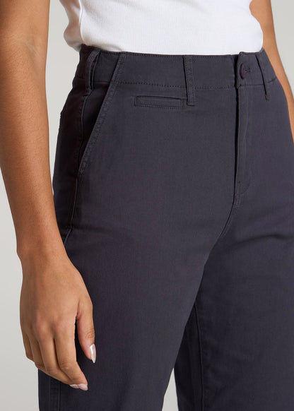 American Tall Women High Rise Tapered Chino Pants for Tall Women in Charcoal Rinse