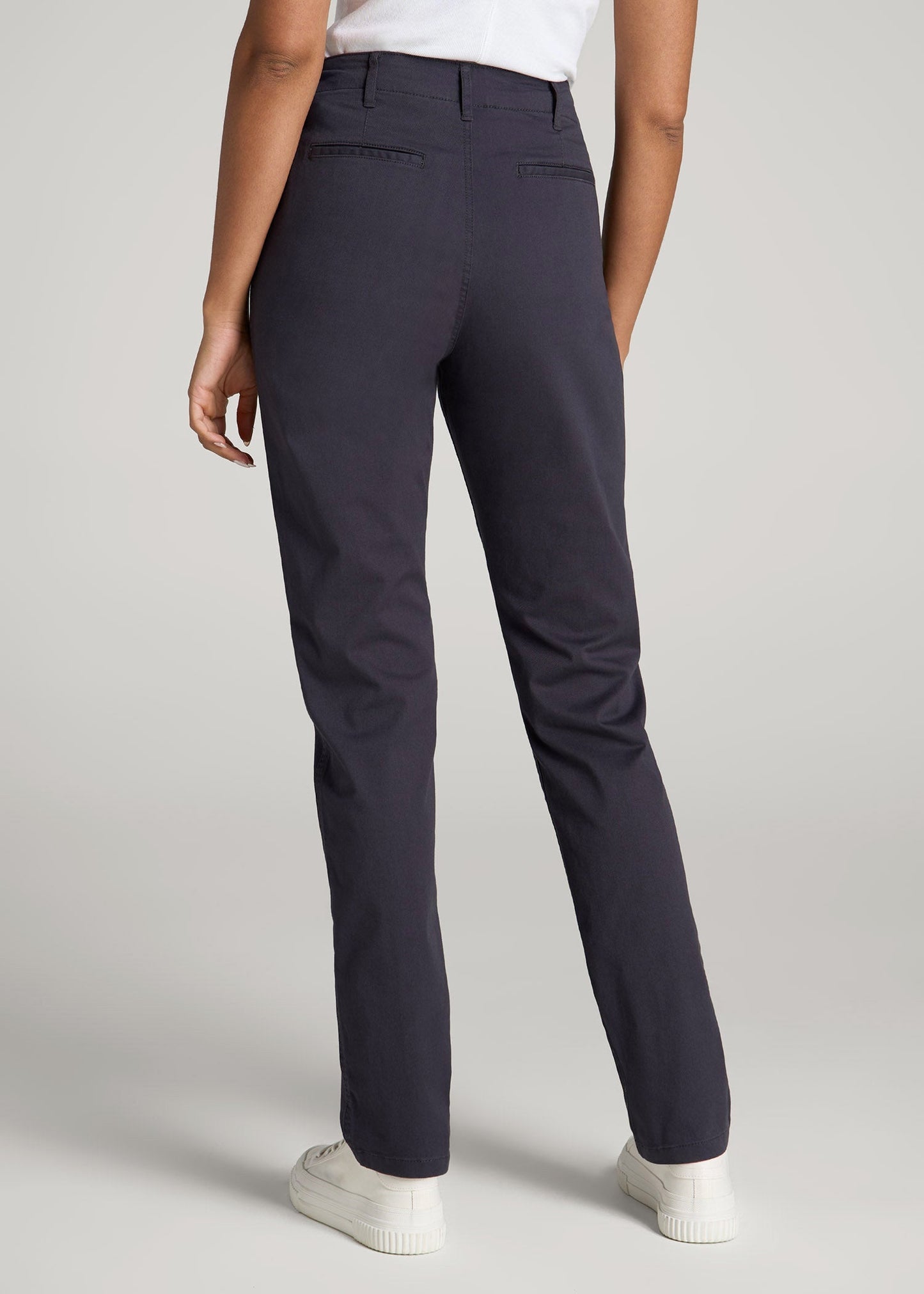 American Tall Women High Rise Tapered Chino Pants for Tall Women in Charcoal Rinse