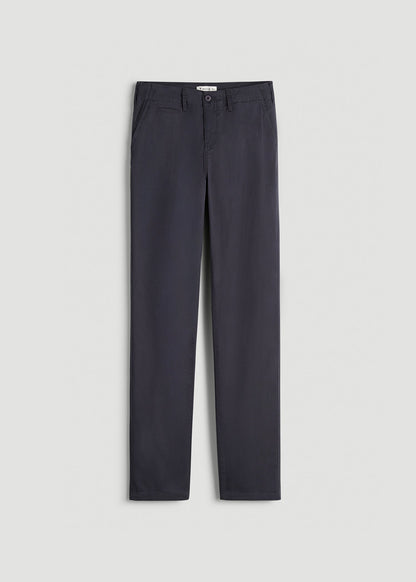 American Tall Women High Rise Tapered Chino Pants for Tall Women in Charcoal Rinse