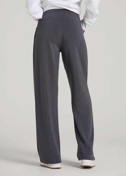 American Tall Women Soft Motion Pleated Wide Leg Pant for Tall Women in Charcoal Rinse