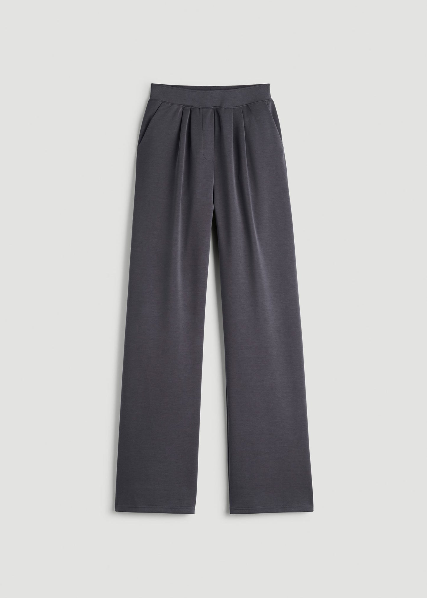 American Tall Women Soft Motion Pleated Wide Leg Pant for Tall Women in Charcoal Rinse