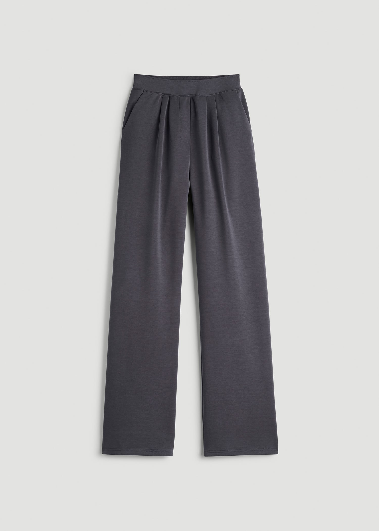 American Tall Women Soft Motion Pleated Wide Leg Pant for Tall Women in Charcoal Rinse