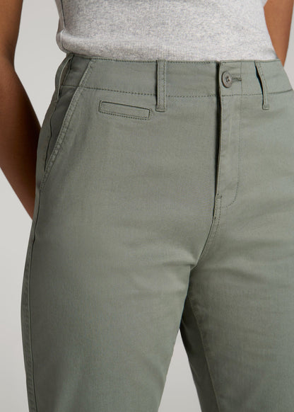 American Tall Women High Rise Tapered Chino Pants for Tall Women in Wreath Green