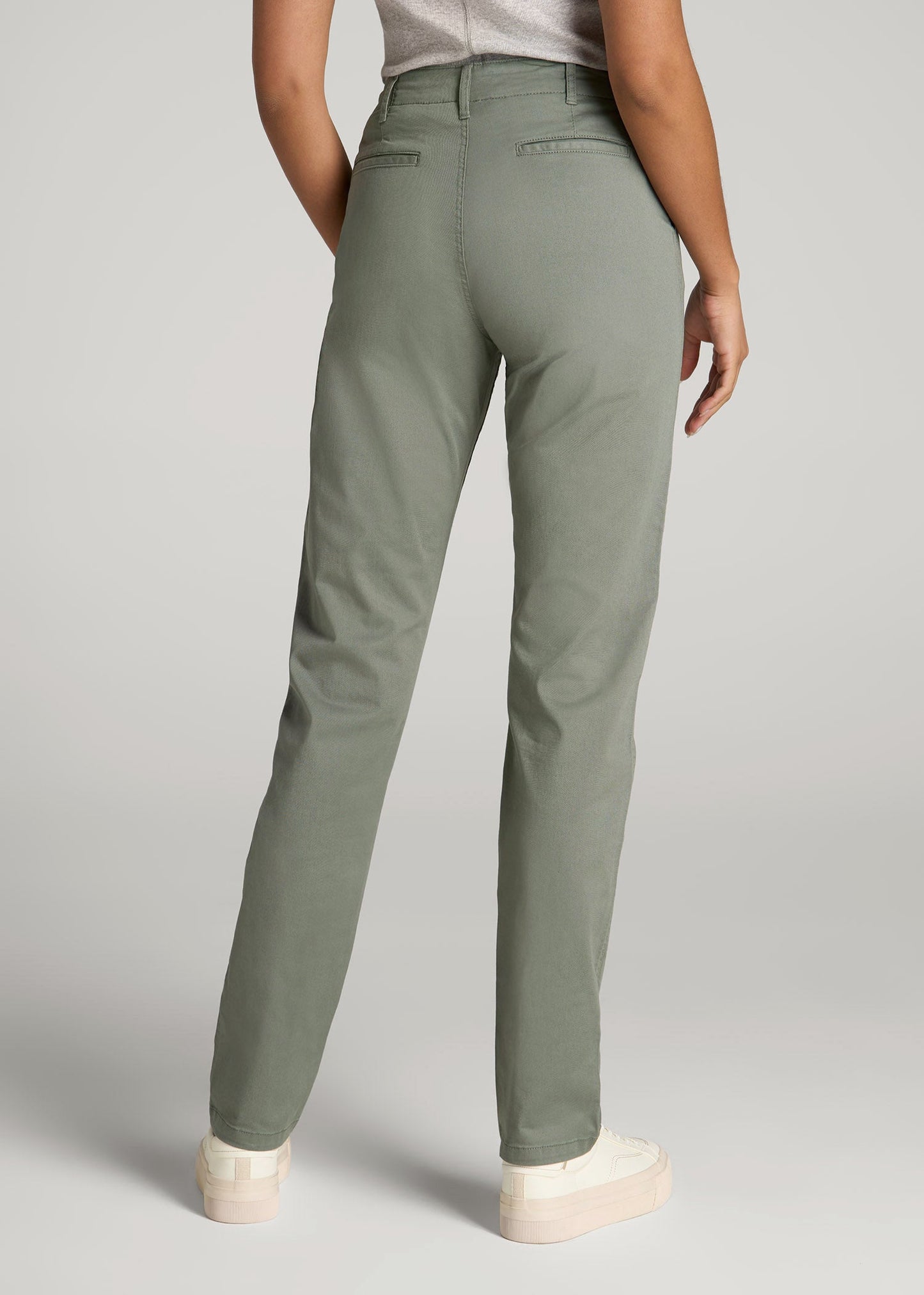 American Tall Women High Rise Tapered Chino Pants for Tall Women in Wreath Green