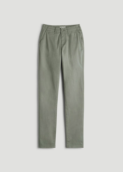 American Tall Women High Rise Tapered Chino Pants for Tall Women in Wreath Green
