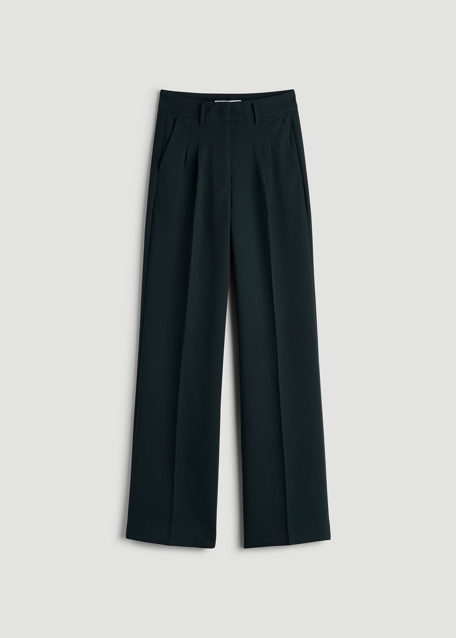 American Tall Women Pleated WIDE Leg Dress Pants for Tall Women in Midnight Green