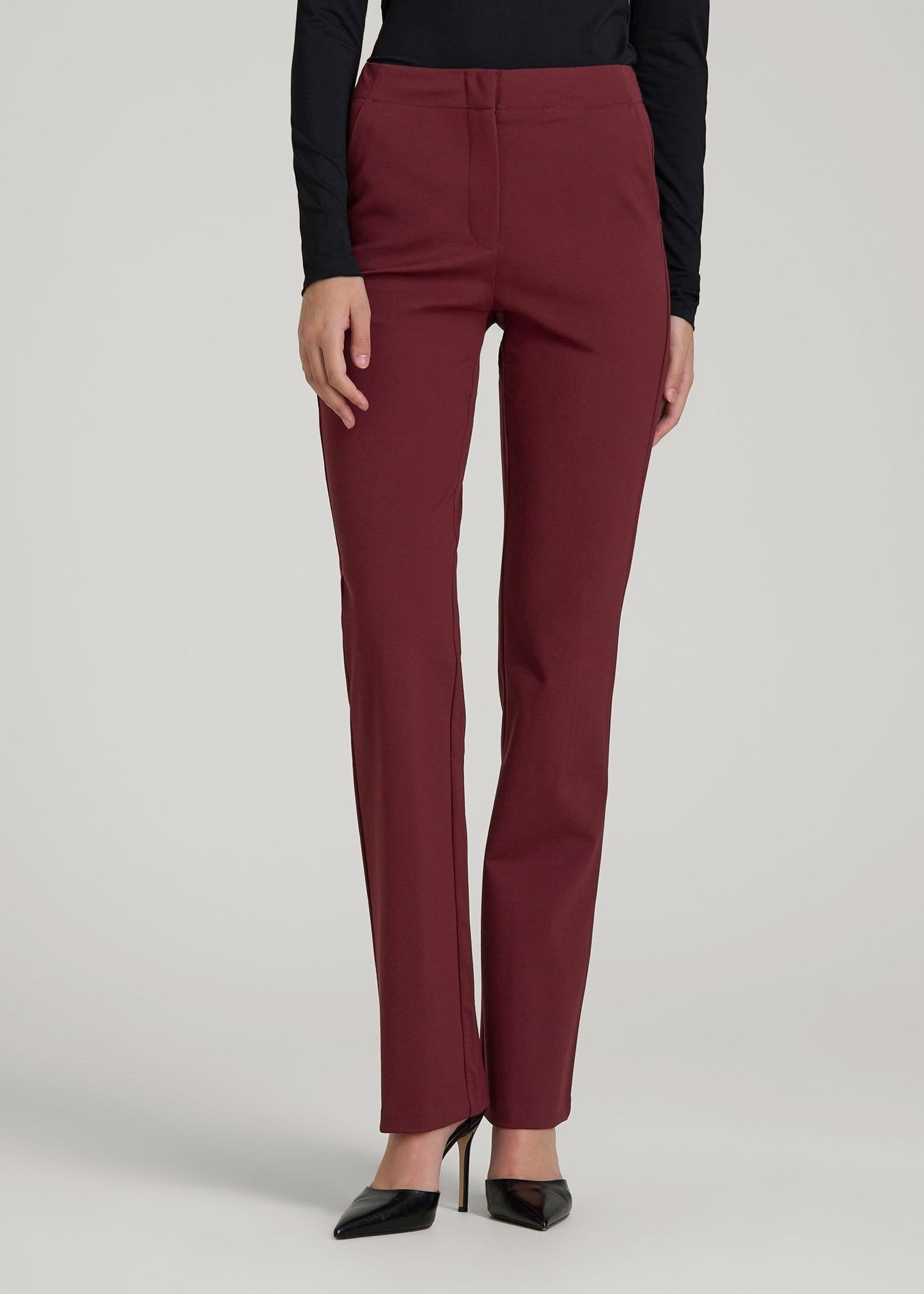 American Tall Women Freedom Flex Slim Straight Leg Dress Pants for Tall Women in Tawny Port
