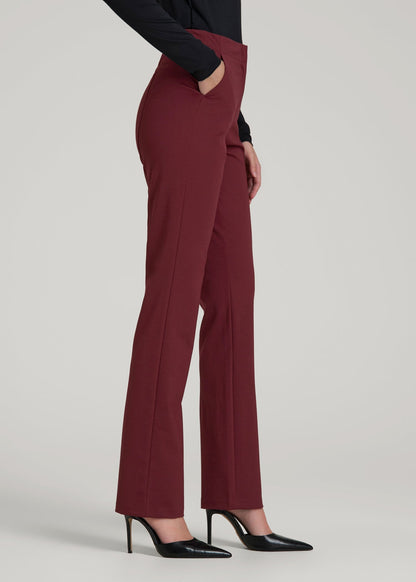 American Tall Women Freedom Flex Slim Straight Leg Dress Pants for Tall Women in Tawny Port