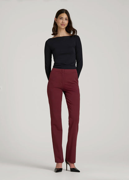 American Tall Women Freedom Flex Slim Straight Leg Dress Pants for Tall Women in Tawny Port
