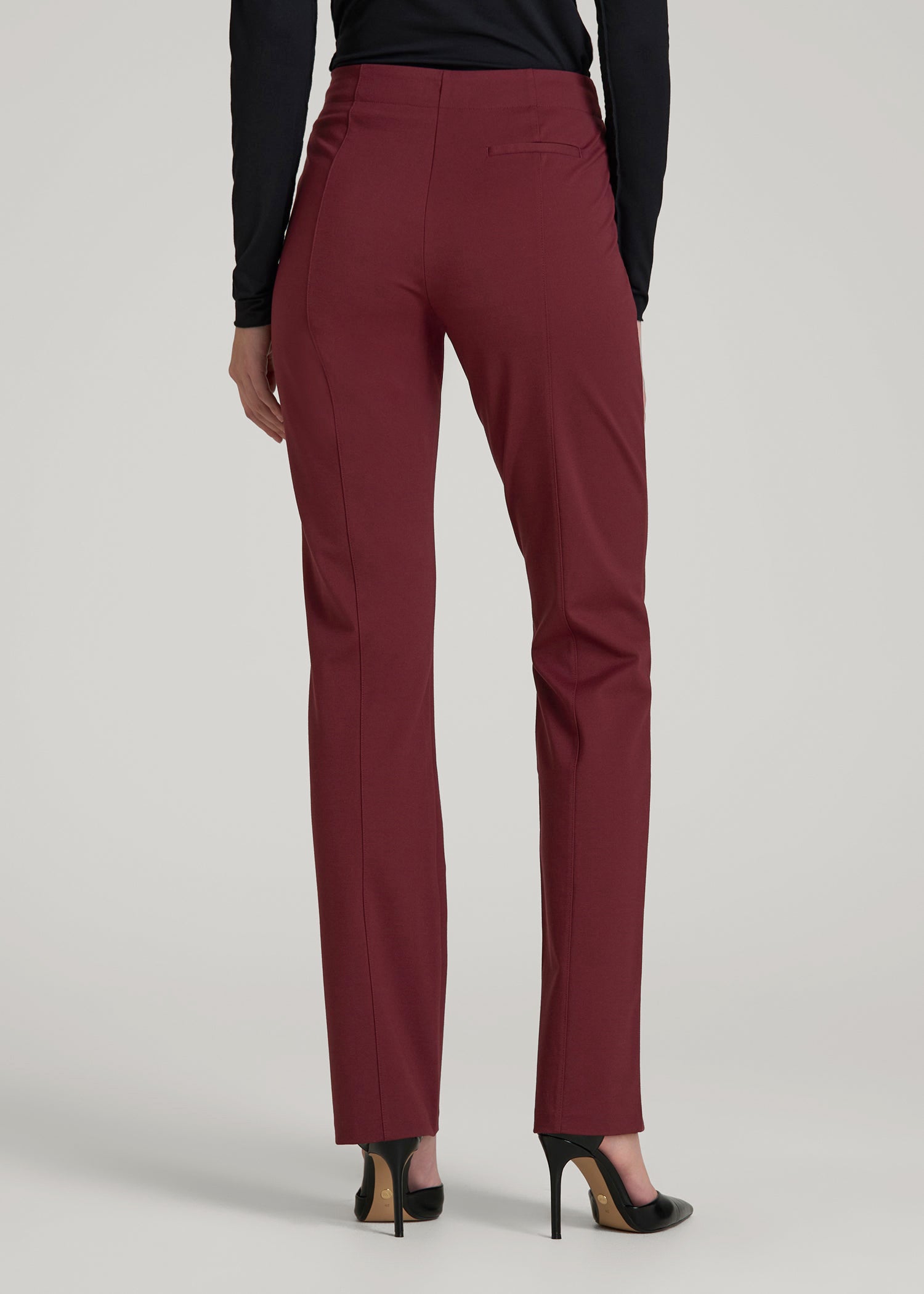 American Tall Women Freedom Flex Slim Straight Leg Dress Pants for Tall Women in Tawny Port