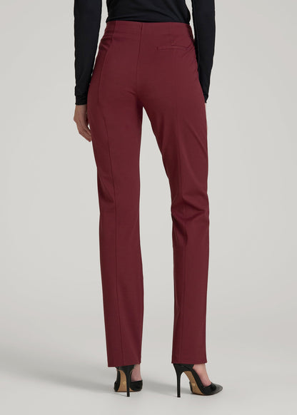 American Tall Women Freedom Flex Slim Straight Leg Dress Pants for Tall Women in Tawny Port