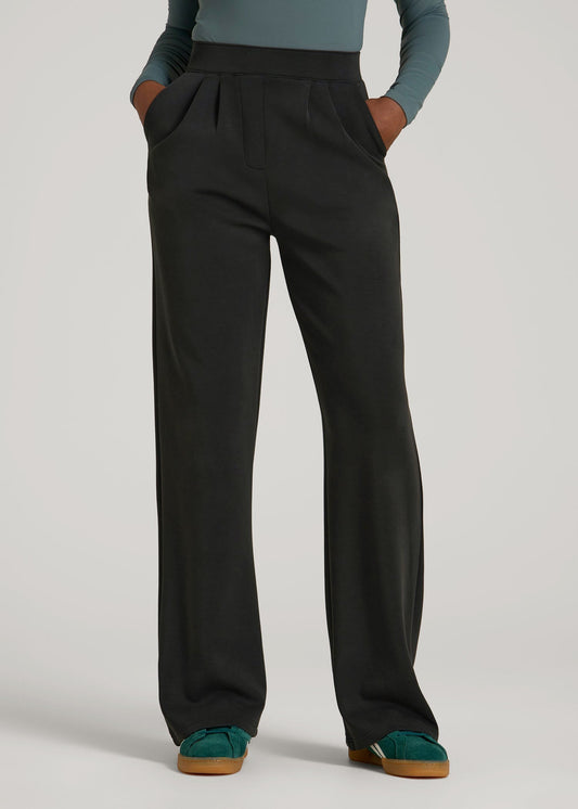 American Tall Women Soft Motion Pleated Wide Leg Pant for Tall Women in Black