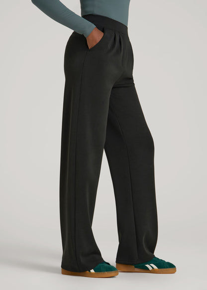 American Tall Women Soft Motion Pleated Wide Leg Pant for Tall Women in Black