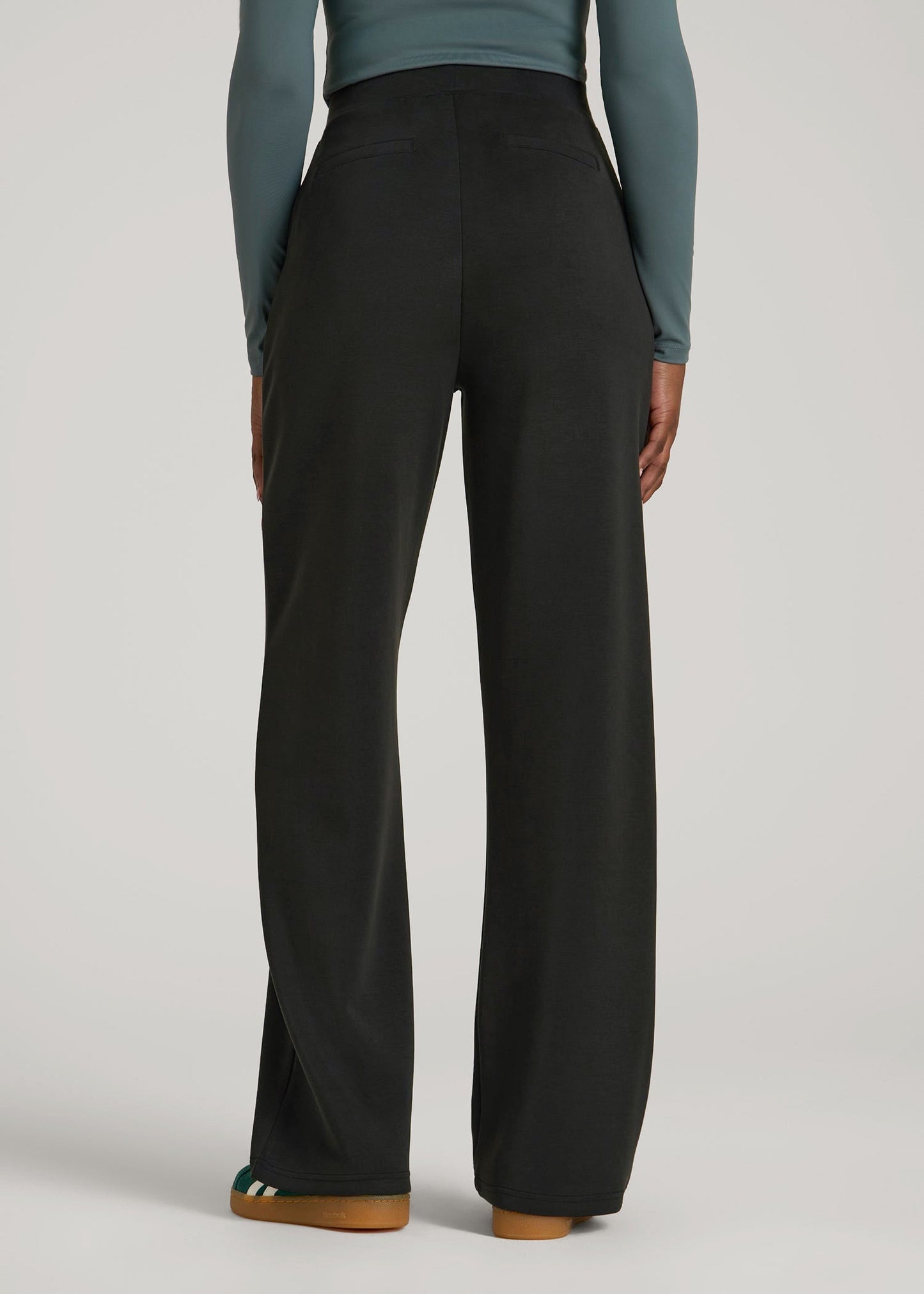 American Tall Women Soft Motion Pleated Wide Leg Pant for Tall Women in Black