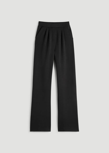 American Tall Women Soft Motion Pleated Wide Leg Pant for Tall Women in Black