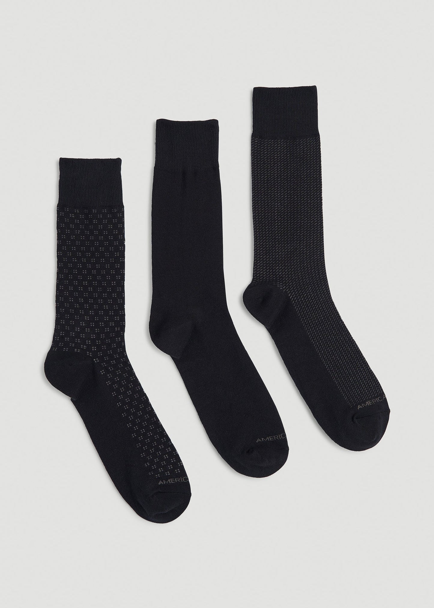 American Tall Men Dress Socks Size 14 to 17 (3-Pack) for Tall Men in Black