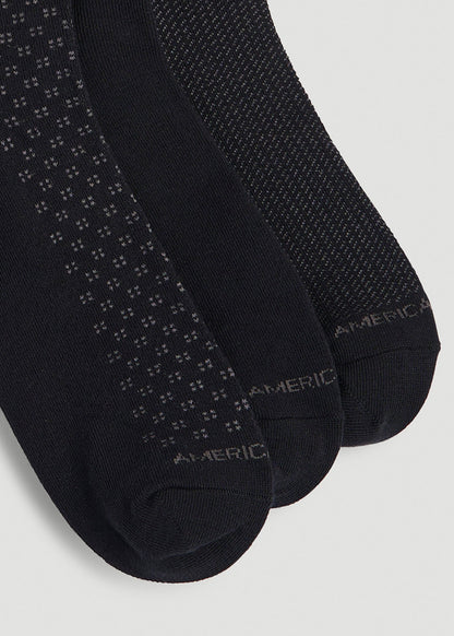 American Tall Men Dress Socks Size 14 to 17 (3-Pack) for Tall Men in Black