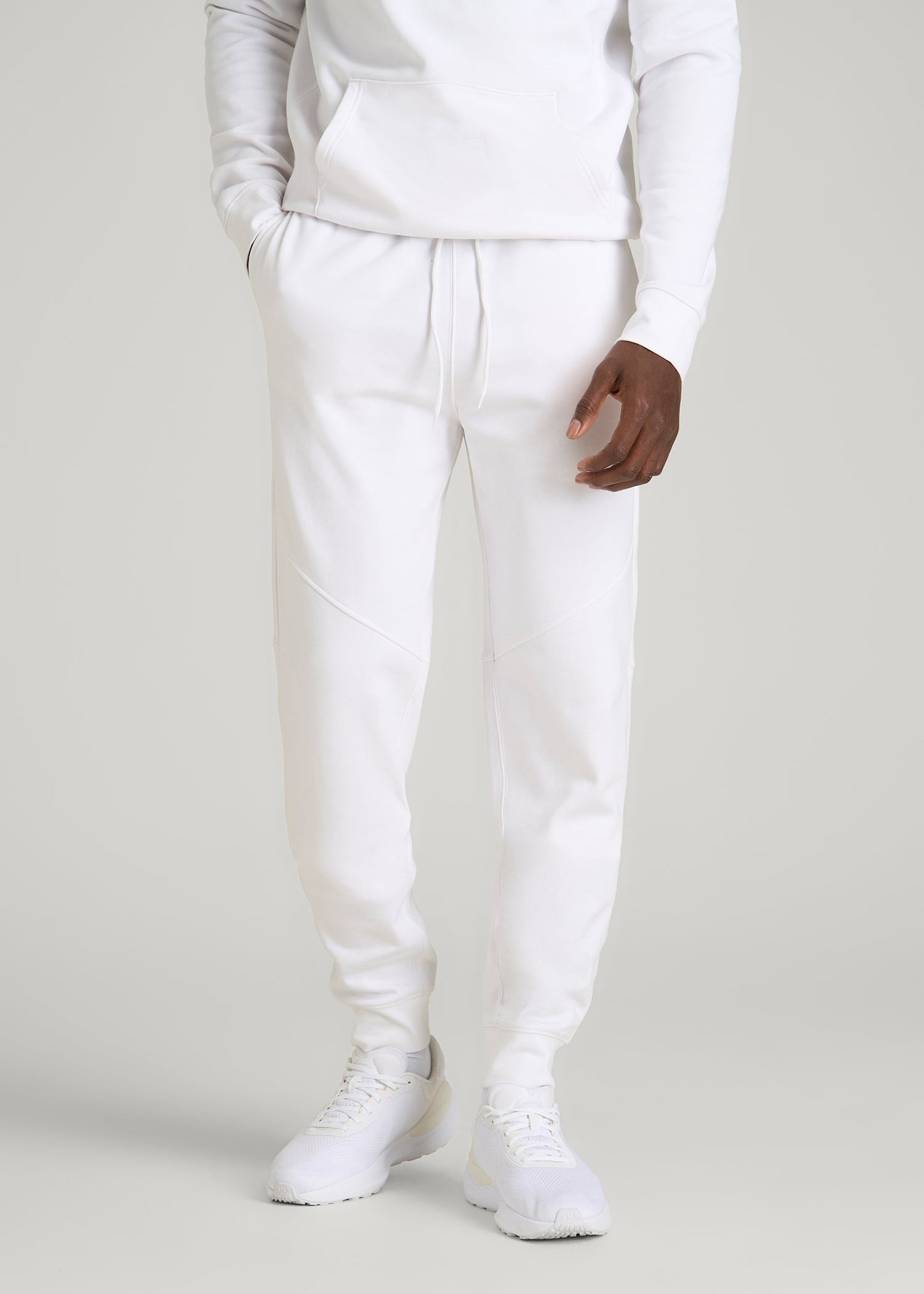 American Tall Men Core Motion Fleece Jogger for Tall Men in White