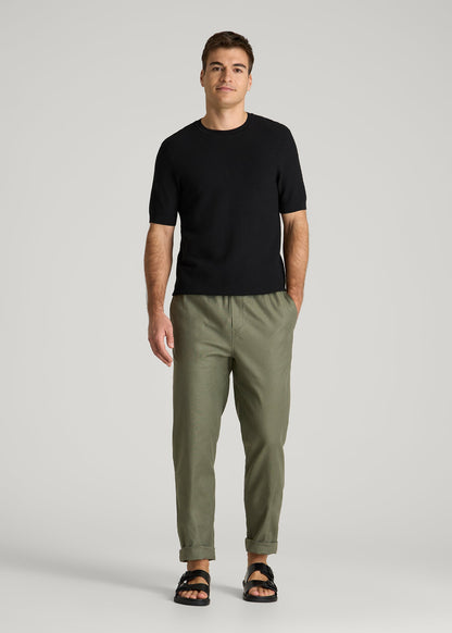 American Tall Men Braided Knit T-Shirt for Tall Men in Black