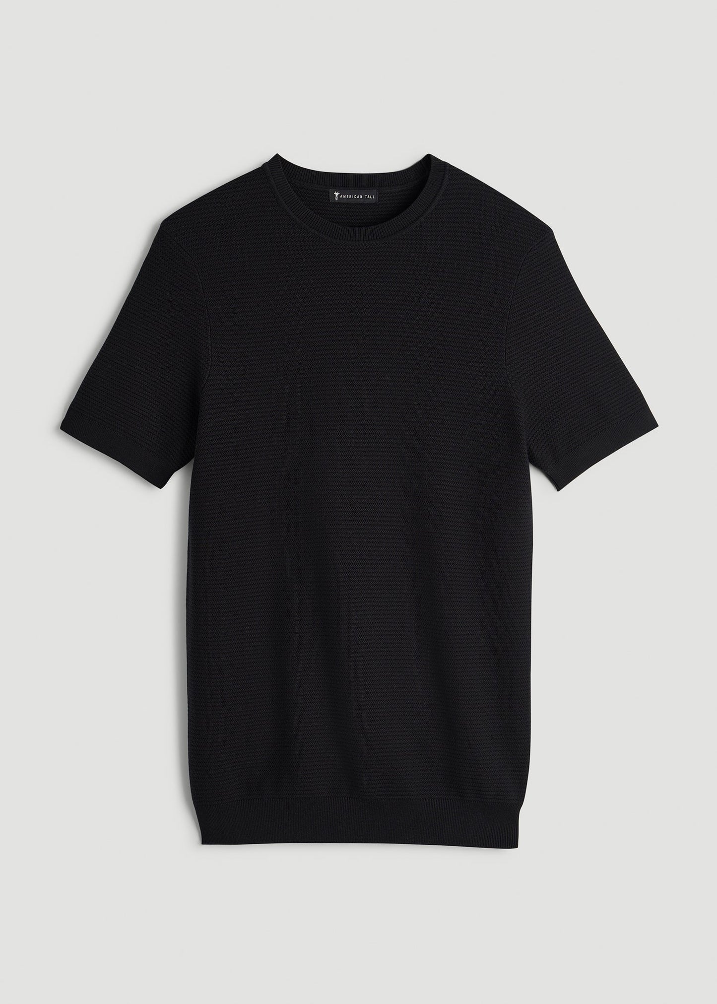 American Tall Men Braided Knit T-Shirt for Tall Men in Black