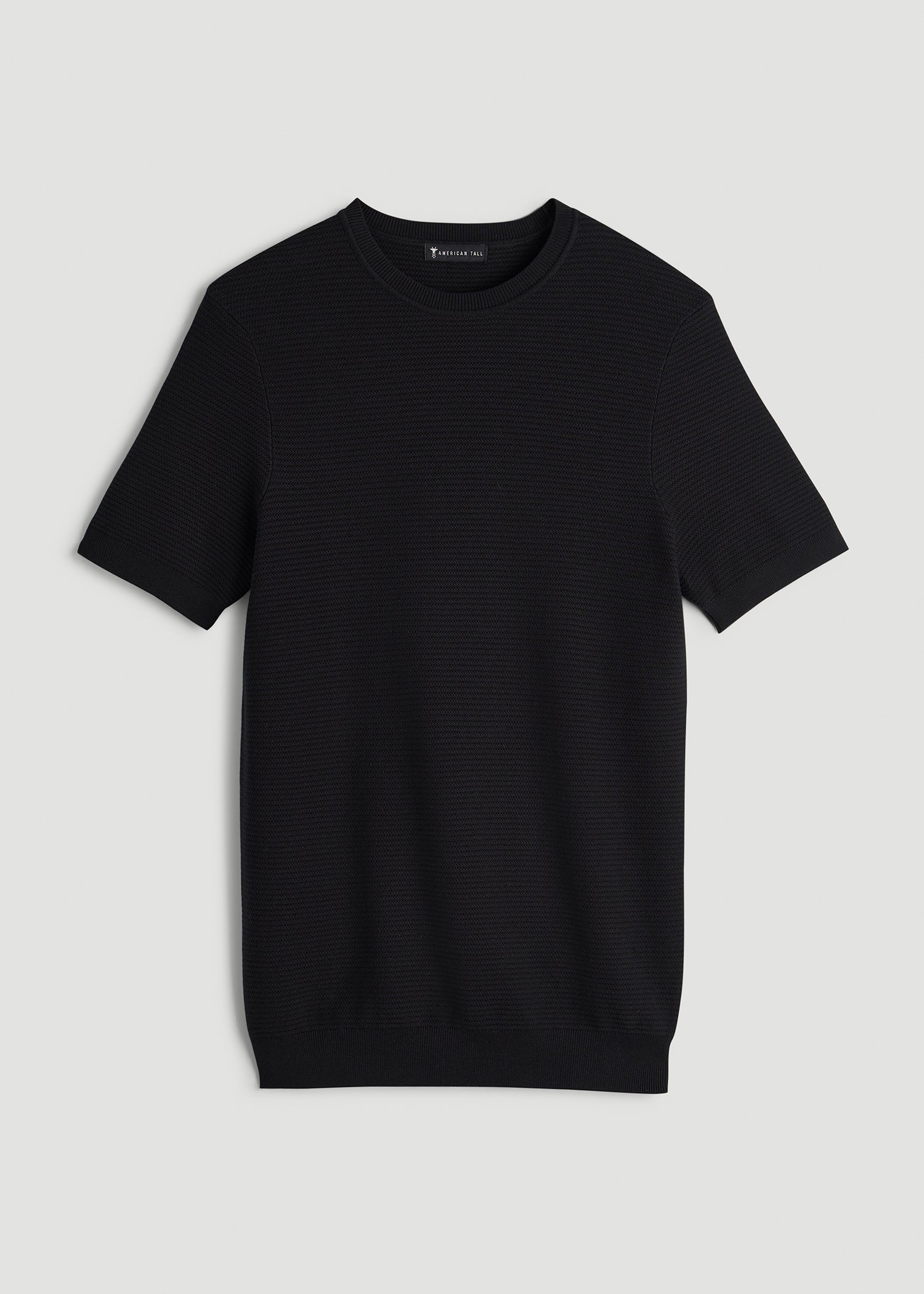 American Tall Men Braided Knit T-Shirt for Tall Men in Black