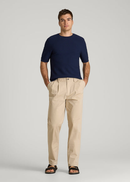 American Tall Men Braided Knit T-Shirt for Tall Men in Navy Blue