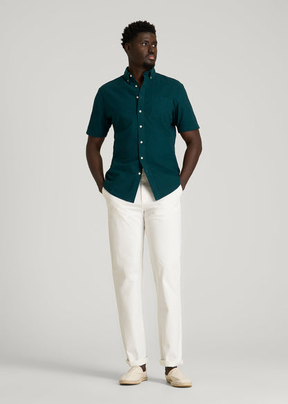 American Tall Men Short Sleeve Oxford Button Shirt for Tall Men in Deep Teal
