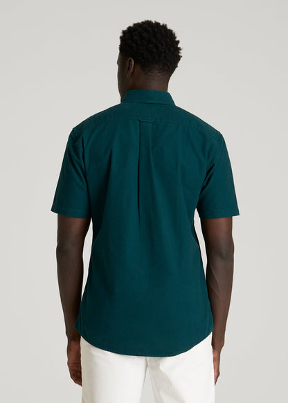 American Tall Men Short Sleeve Oxford Button Shirt for Tall Men in Deep Teal