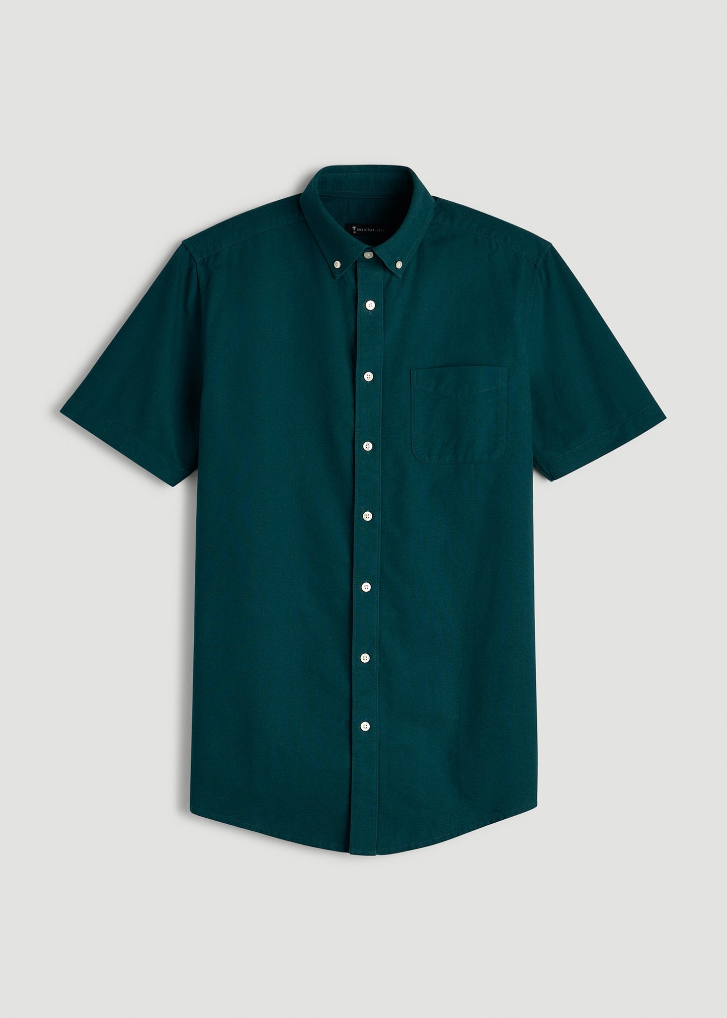 American Tall Men Short Sleeve Oxford Button Shirt for Tall Men in Deep Teal