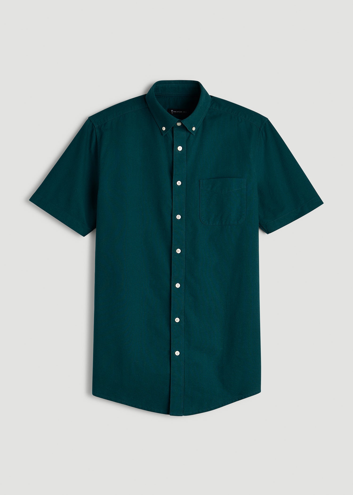 American Tall Men Short Sleeve Oxford Button Shirt for Tall Men in Deep Teal