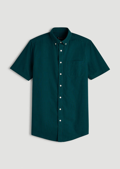 American Tall Men Short Sleeve Oxford Button Shirt for Tall Men in Deep Teal