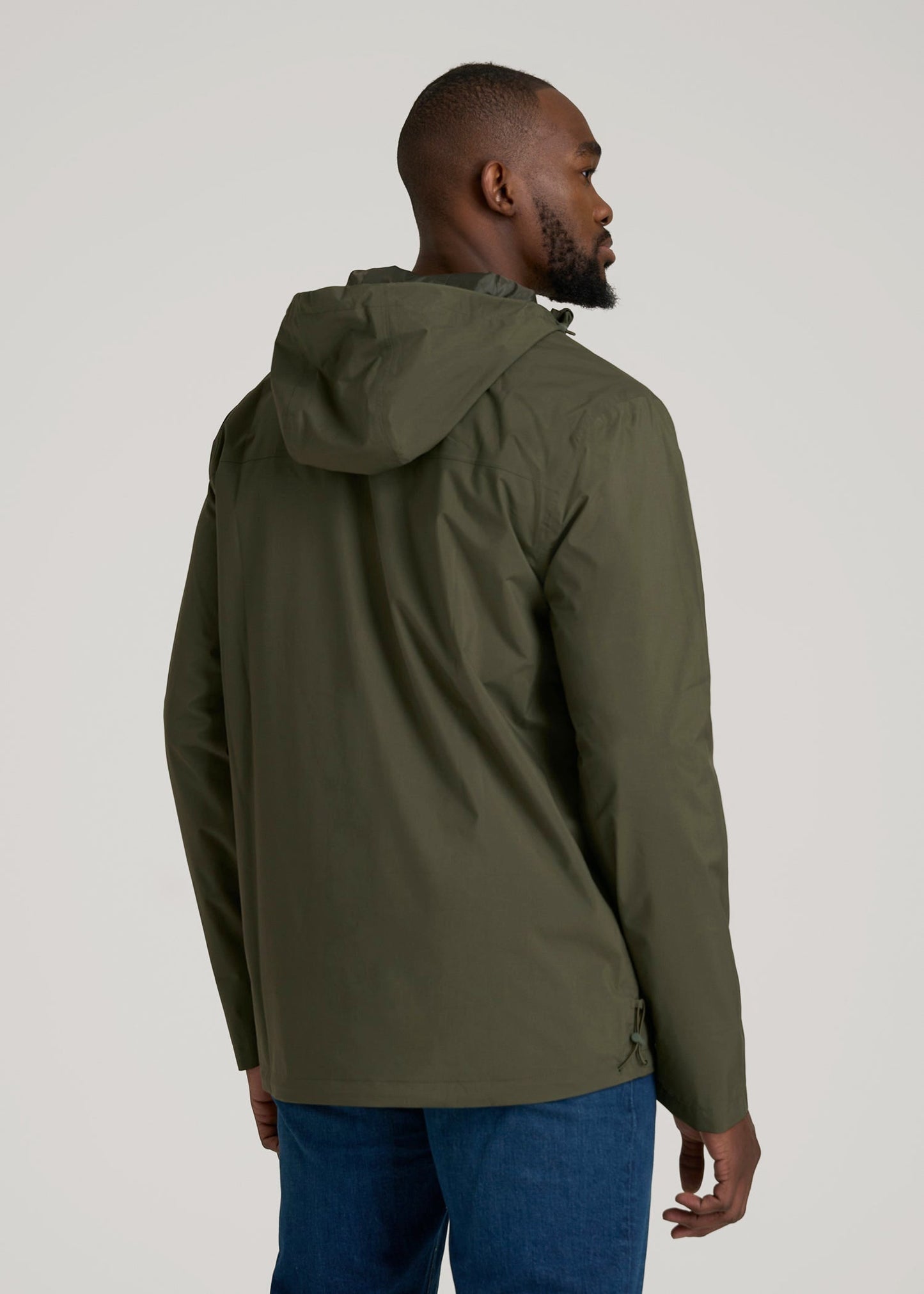 American Tall Men Lightweight Rain Jacket for Tall Men in Dark Olive Green