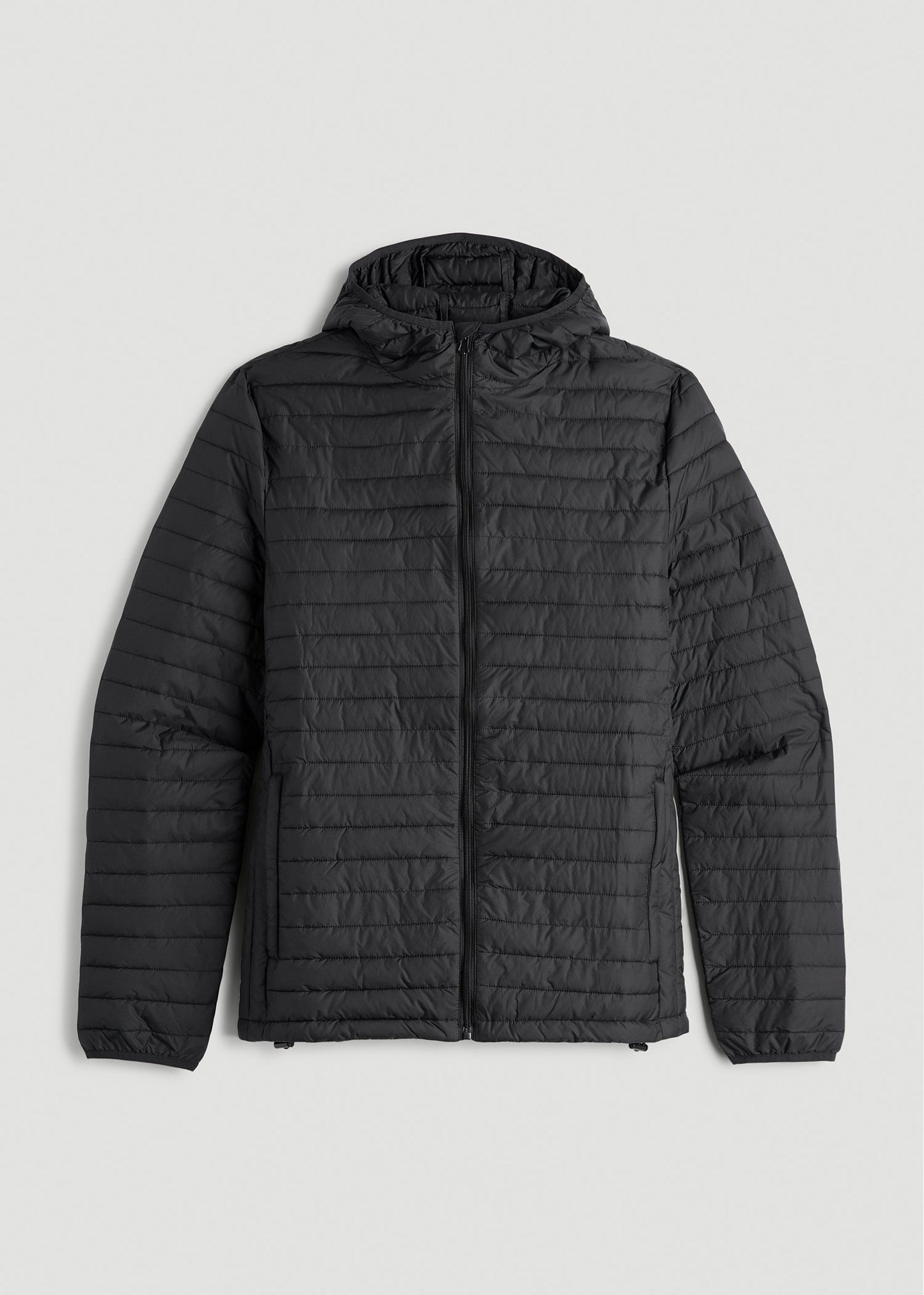 American Tall Men Packable Puffer Jacket for Tall Men in Black