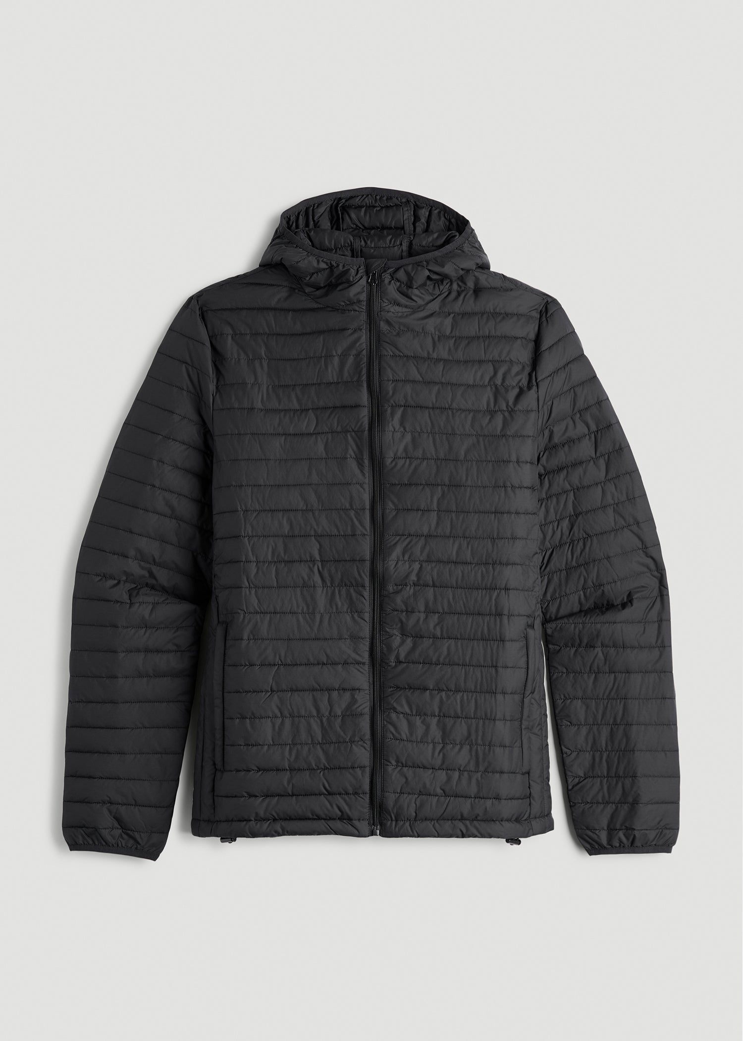 American Tall Men Packable Puffer Jacket for Tall Men in Black