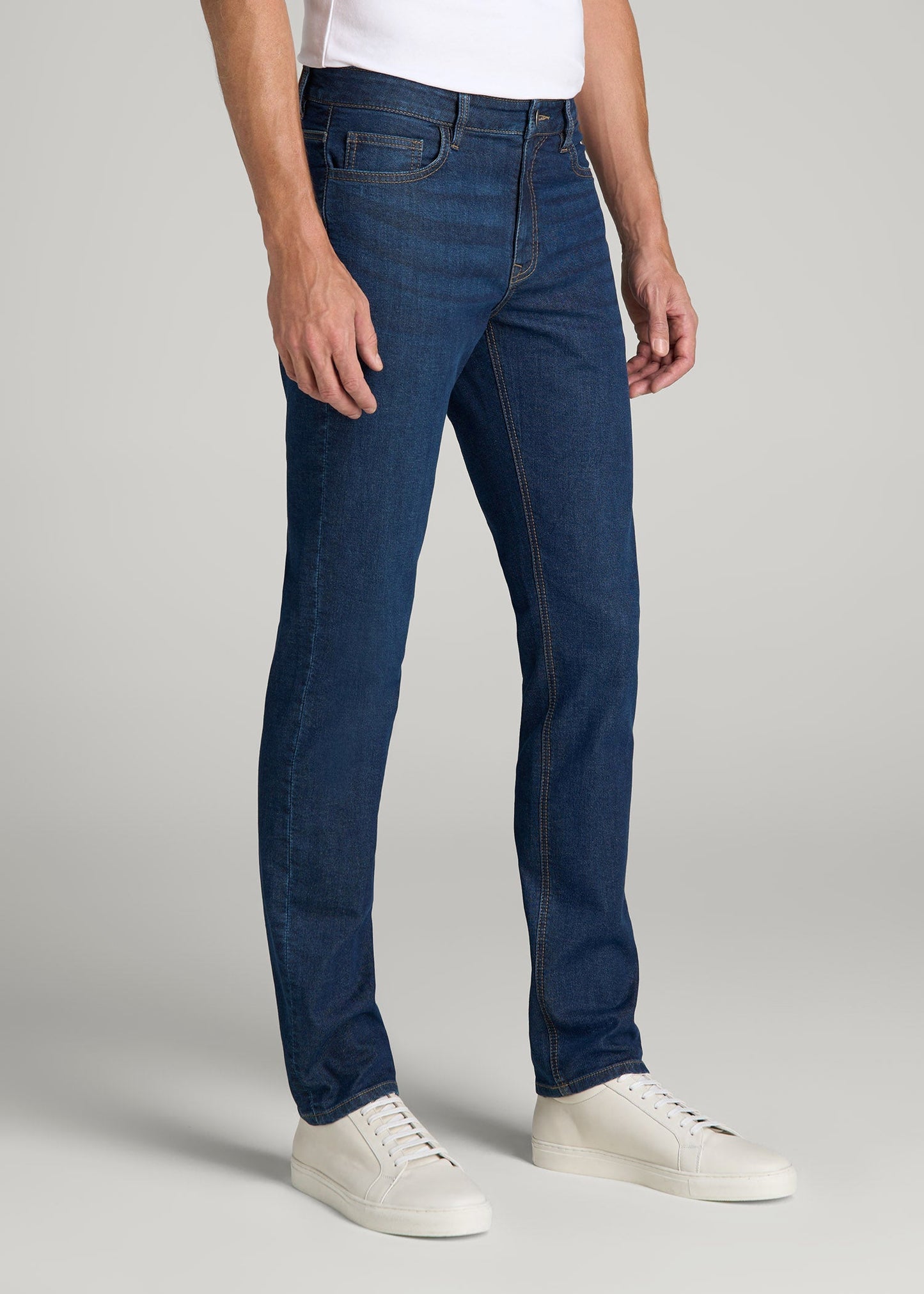American Tall Men Dylan Slim Fit Fleeced Jeans for Tall Men in Colorado Blue Wash