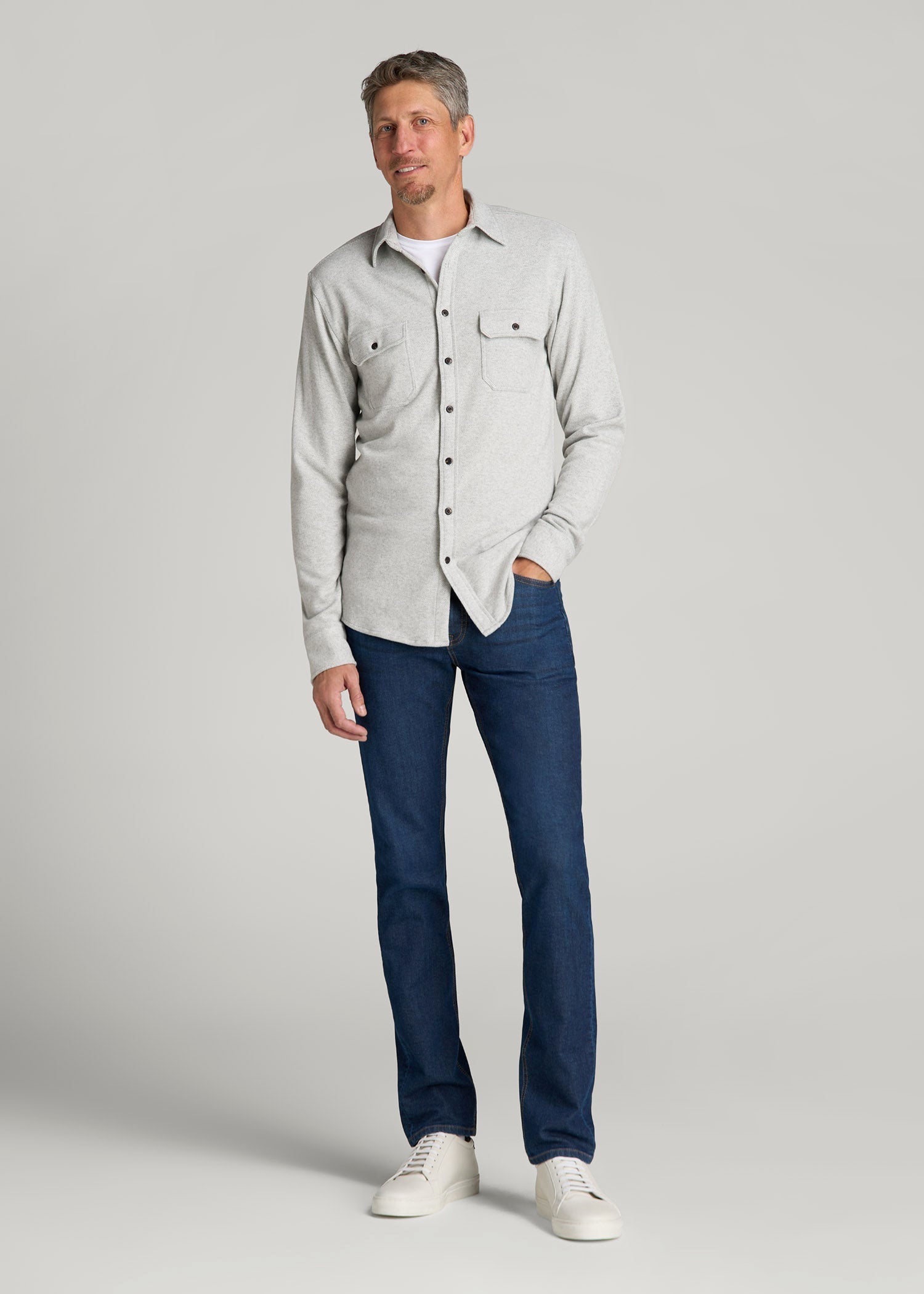 American Tall Men Dylan Slim Fit Fleeced Jeans for Tall Men in Colorado Blue Wash