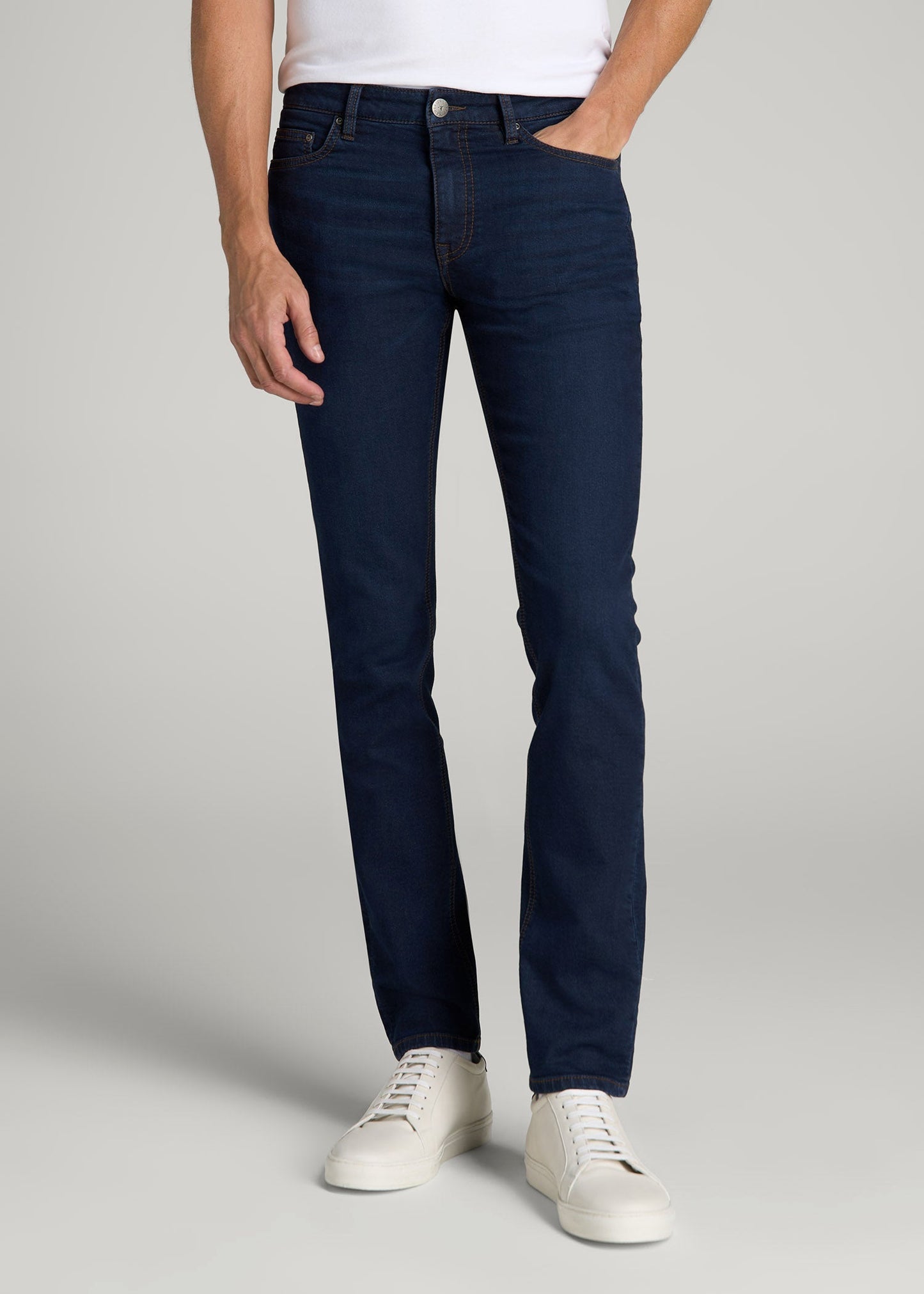 American Tall Men Dylan Slim Fit Fleeced Jeans for Tall Men in Rockies Blue