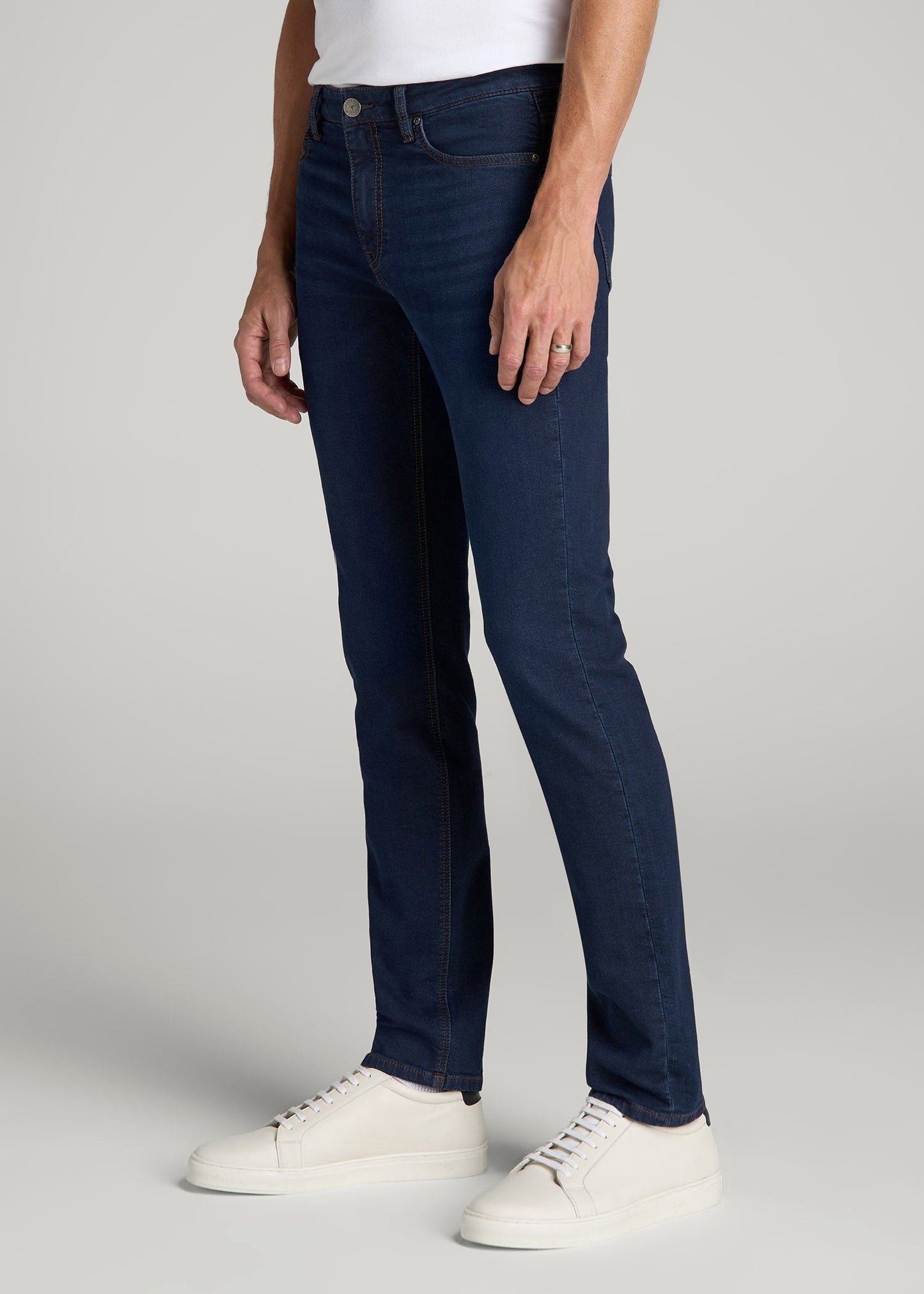American Tall Men Dylan Slim Fit Fleeced Jeans for Tall Men in Rockies Blue