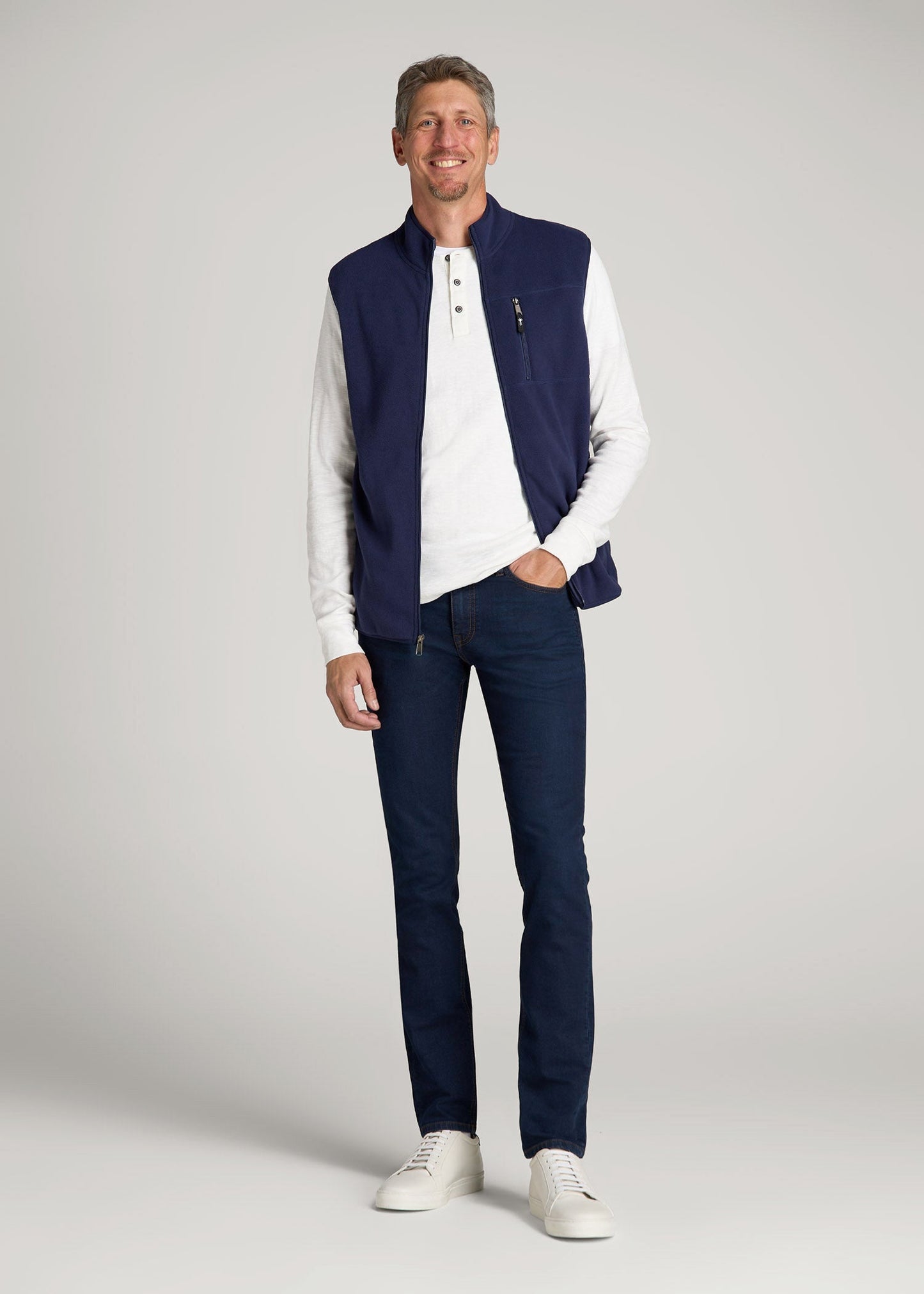American Tall Men Dylan Slim Fit Fleeced Jeans for Tall Men in Rockies Blue
